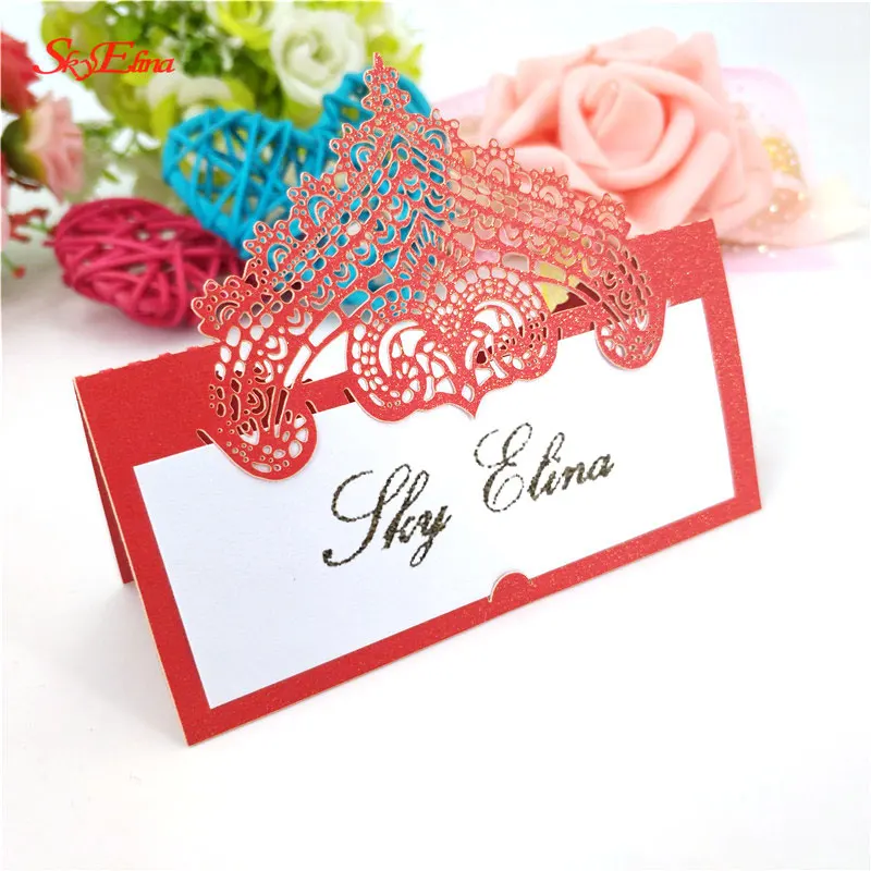 10/50/100 шт. лазерная резка места карты Номер Название сиденье карта винтажный стол