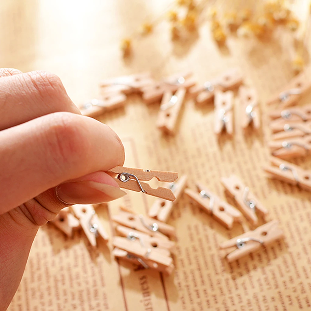 

100PCS 2.5x0.3cm Natural Mini Wooden Clips for Clothespins Decorative Photos Papers