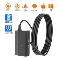 5 5mm 5mp wireless borescope endoscope semi rigid snake inspection camera built in 2600mah chargeable battery for ios android