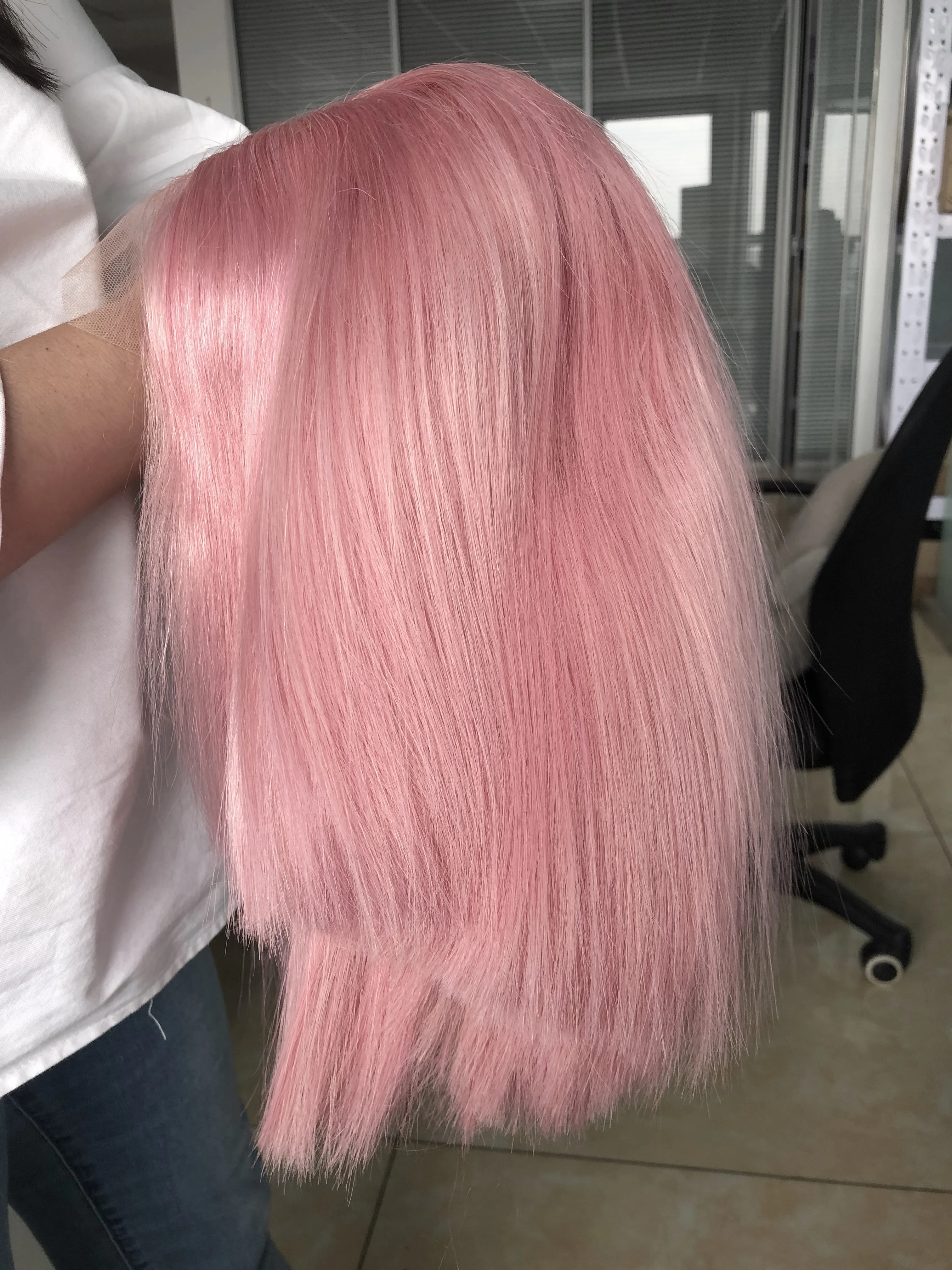 Парик QueenKing с кружевной передней частью 13*4 180% парик Baby Pink Bob шелковистые прямые