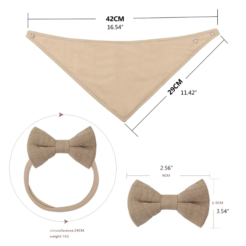 

2021 New 2Pcs Baby Girls Elastic Bow Headband Saliva Towel Set Princess Bowknot Hair Band