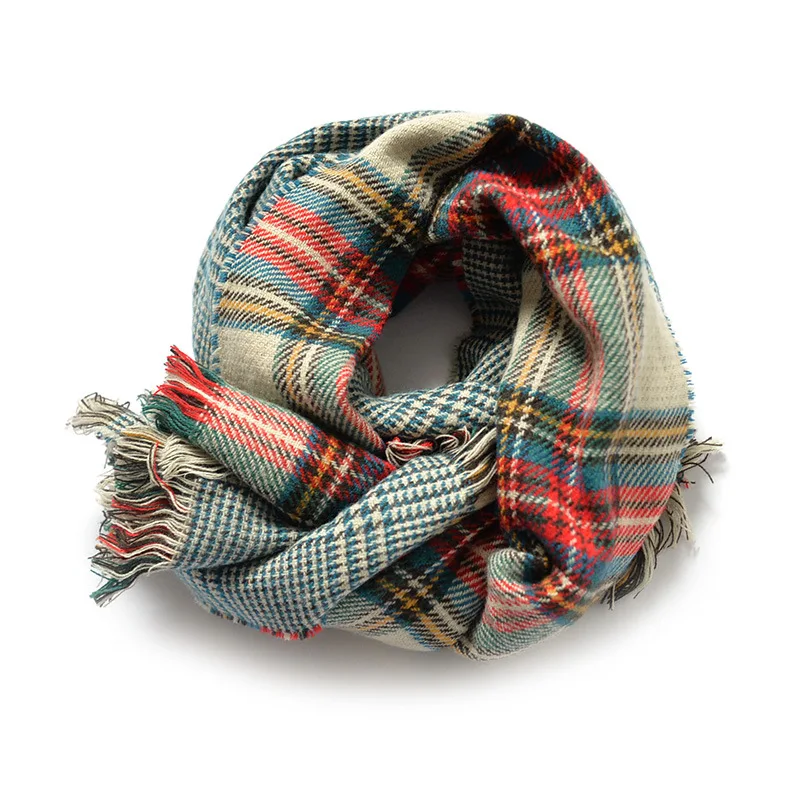

The Korean Version of The East Gate Thickens The Double-sided Mori Plaid Scarf. Warm Tassel Thousand Bird Plaid Shawl In Winter.