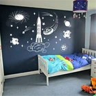 Космическая Настенная Наклейка для детей, фотография, внешнее пространство, настенные наклейки, ракета, астронавт, наклейка, украшение для детской спальни HY665