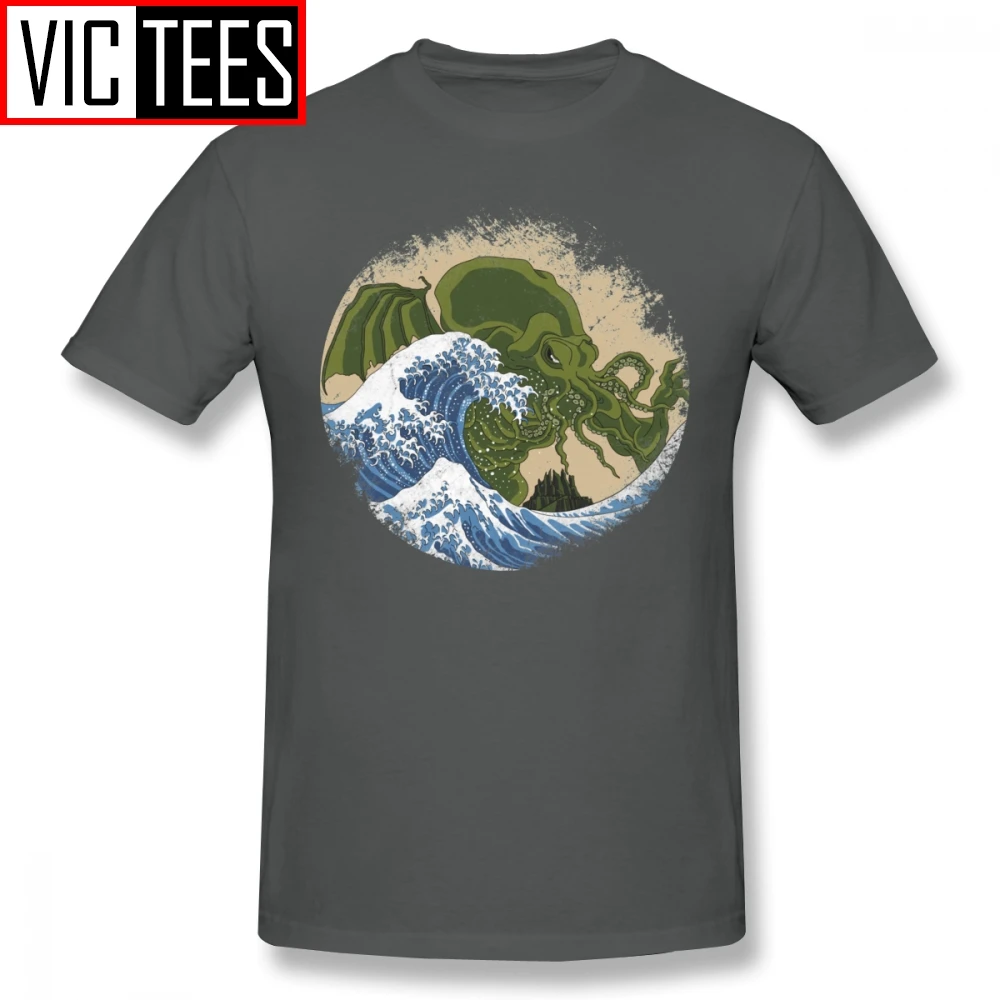 Мужские некрономиконы футболки Hokusai Cthulhu футболка графическая Милая Модная