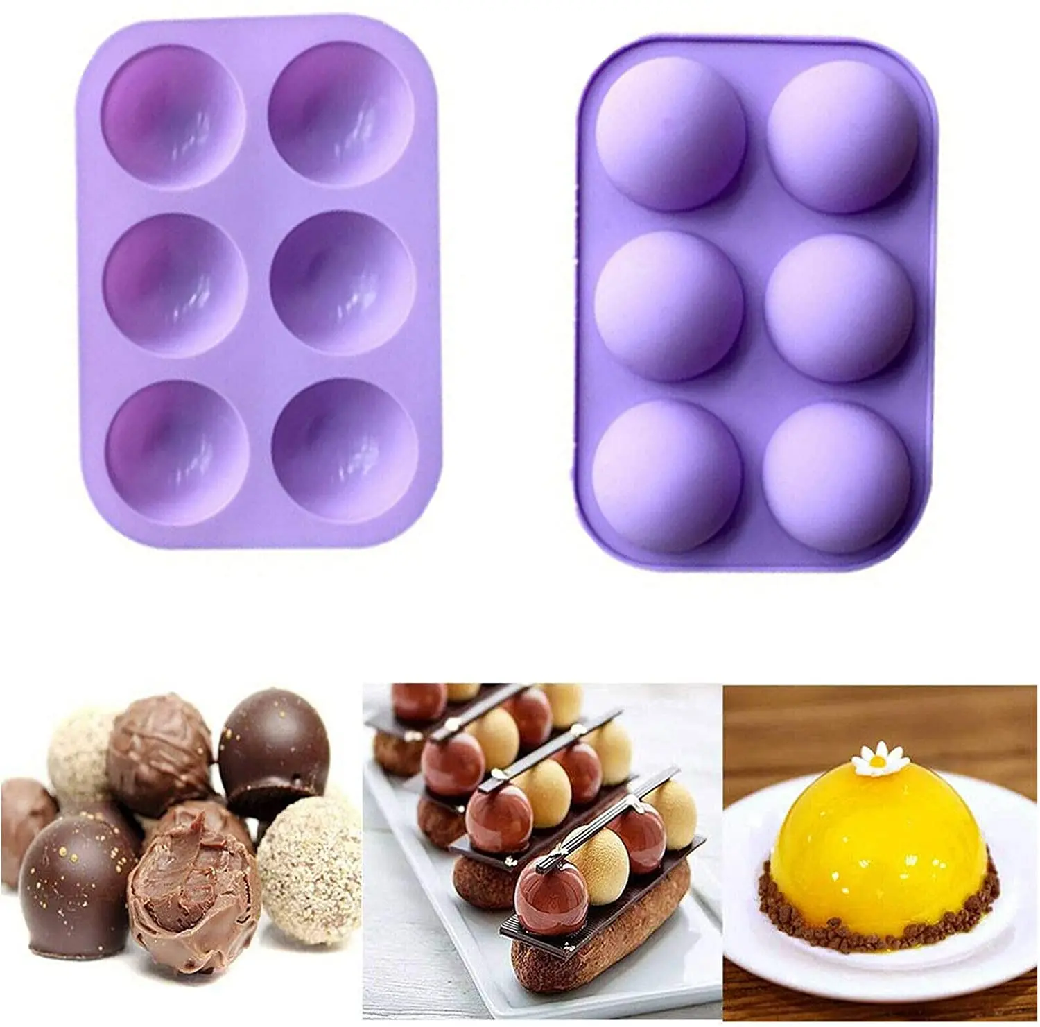 Полукруглая силиконовая форма для выпечки шоколада 2 шт. 6 ячеек| |