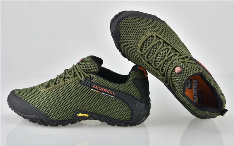 Мужская обувь для походов Merrell Армейская Обувь зеленого цвета с сетчатым верхом
