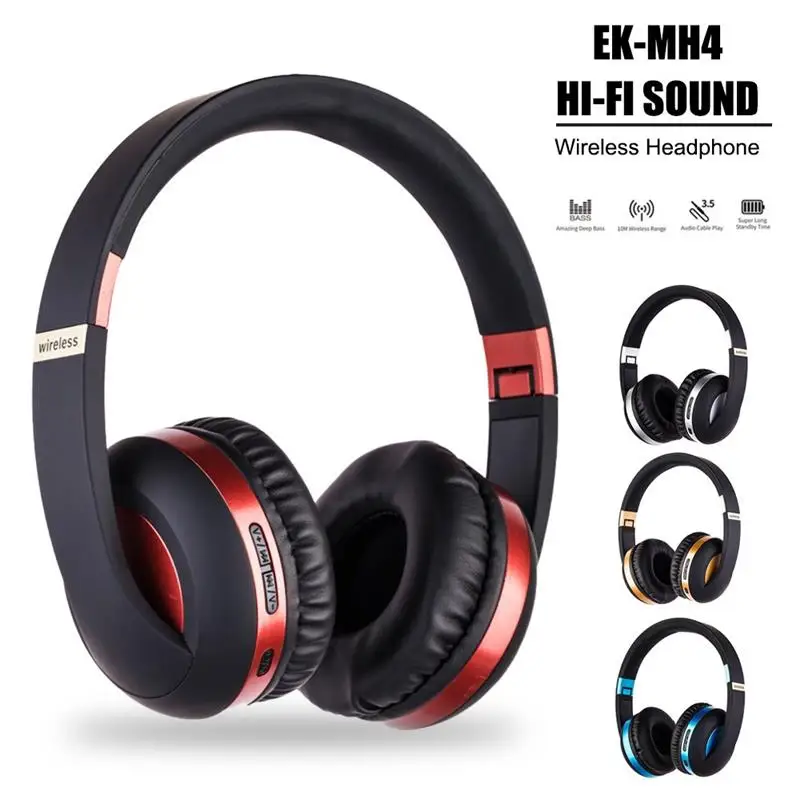 

MH4 Head-Mounted BT5.0 Wireless Headset With Microphone HiFi Stereo Sound Foldable Headphone Button Operation FM Function