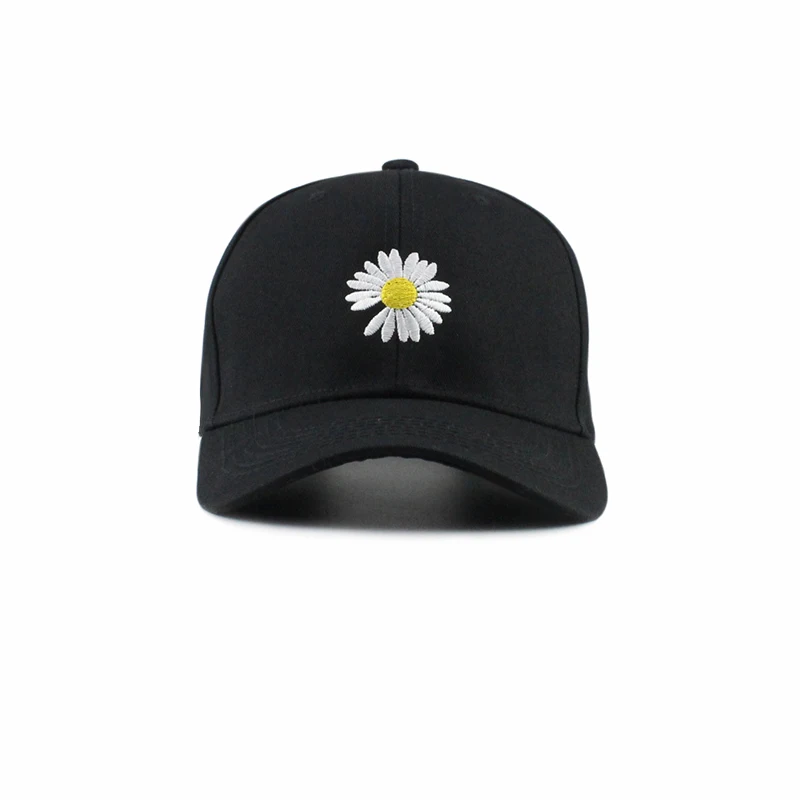 black-1 new cotton baseball cap chrysanthemum pattern caps men women Rose embroidery cap outdoor adjustable sports hat EXO GD pmo cap - Цвет: black-1
