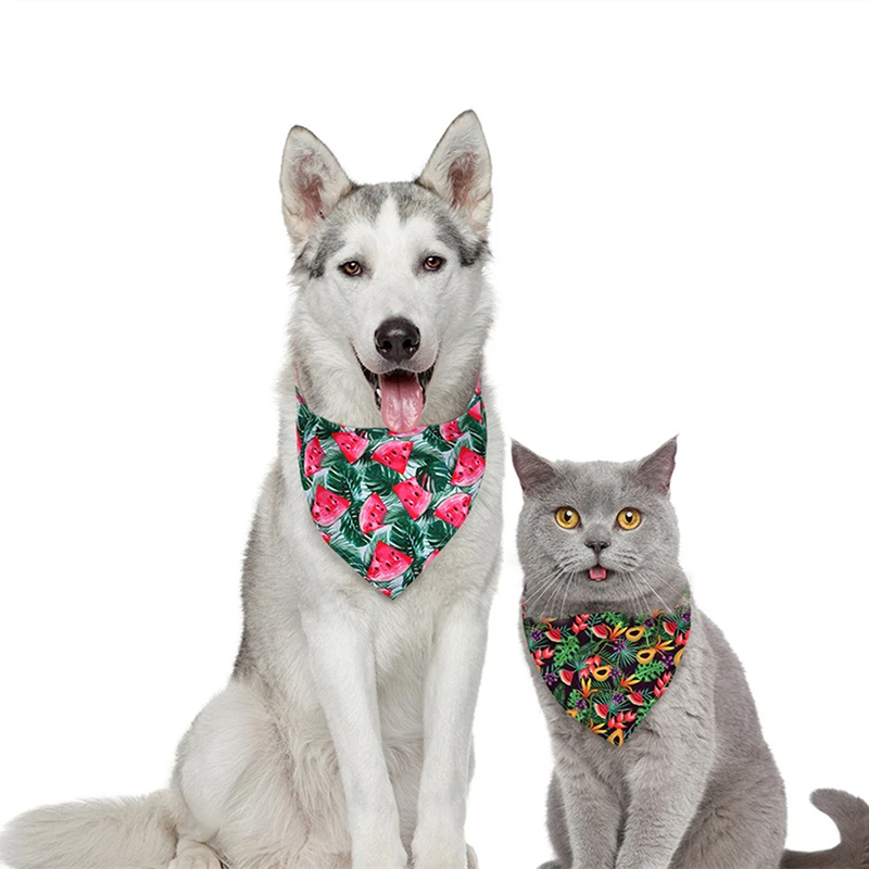 

1Pcs Summer Dog Bandana Fruit Tropical Style Pet Cat Dog Bandanas Scarf Polyester Small Dogs Puppy Bandana Bibs Dog Accessories
