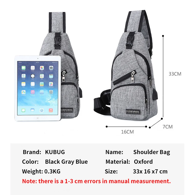 Новая женская тканевая нагрудная сумка KUBUG с usb зарядкой в Корейском стиле