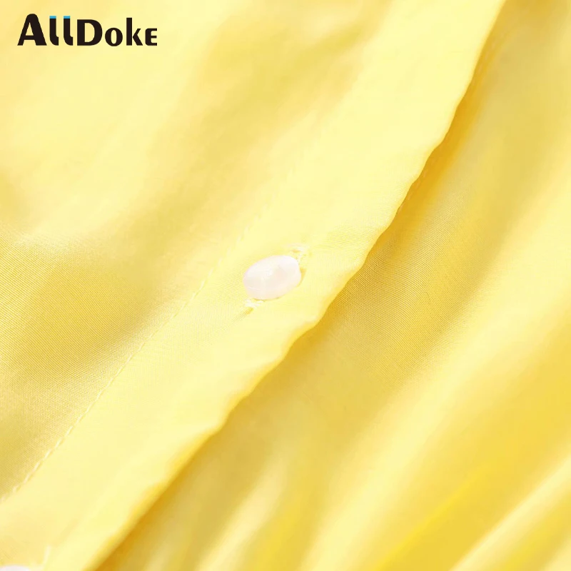 Женская Повседневная Блузка ALLDOKE желтая офисная блузка с v-образным вырезом и