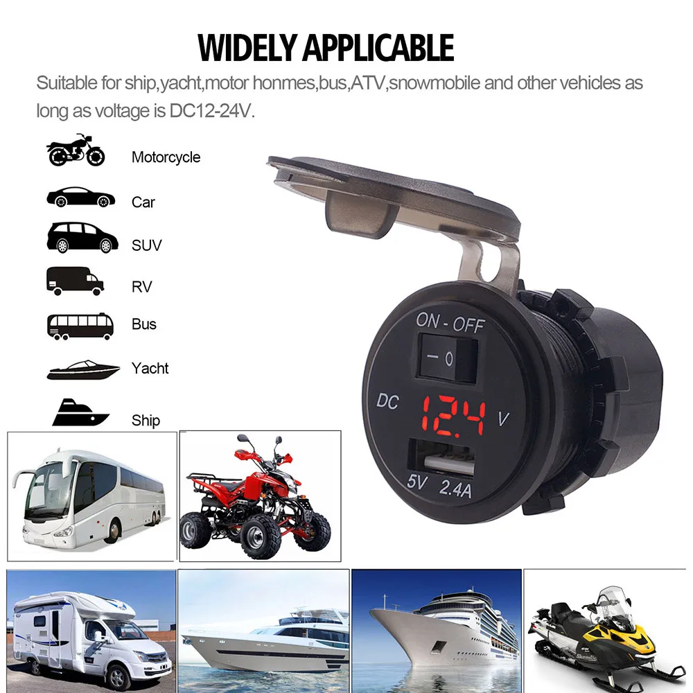 Vehemo DC 12 24 в ВКЛ ВЫКЛ вольтметр измеритель напряжения мотоциклы прочный