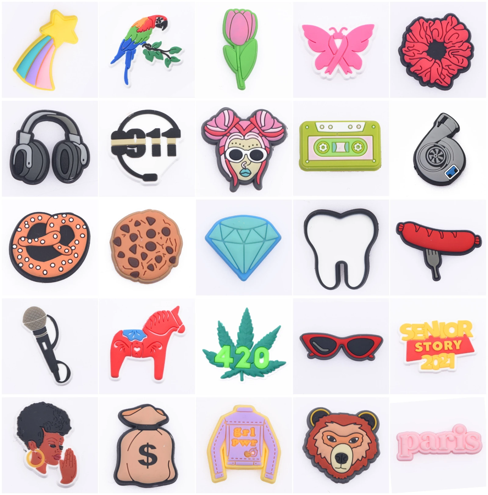 Shoe Decoration Croc Charms PVC Sweet  Food  Dollars Sunglasses Diamonds Shoe Decorations Accessories for Kids Adults Gifts