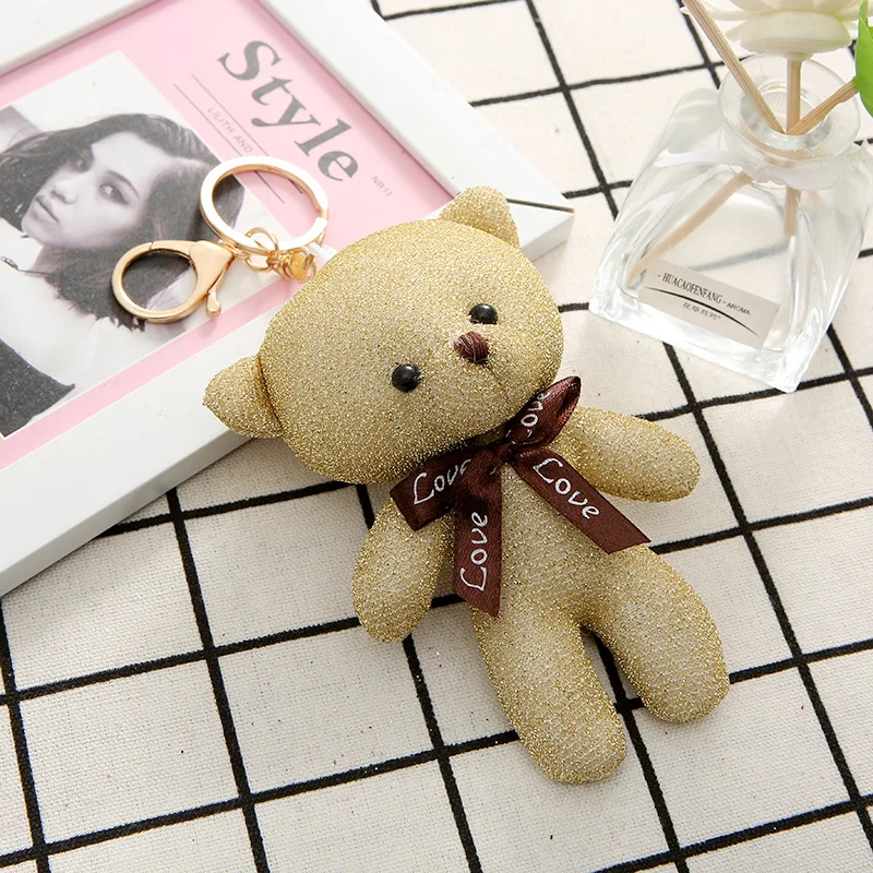 

2020 Hot Teddy Bear Cute Plush Toys Bag Keychain Car Key chains for Pendant Doll Kids Toys Stuffed Animals Fluffy Bear Toy