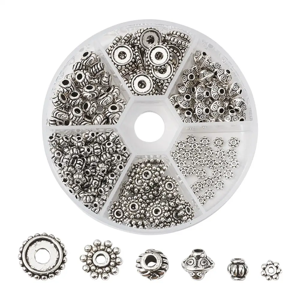 Тибетские античные Бусины Серебряного цвета разделители для бижутерии