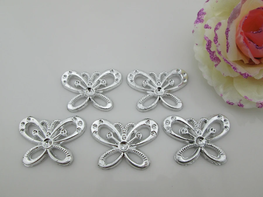 Акриловая Серебряная Пряжка в виде бабочки для свадебных приглашений 10 шт. | Дом и