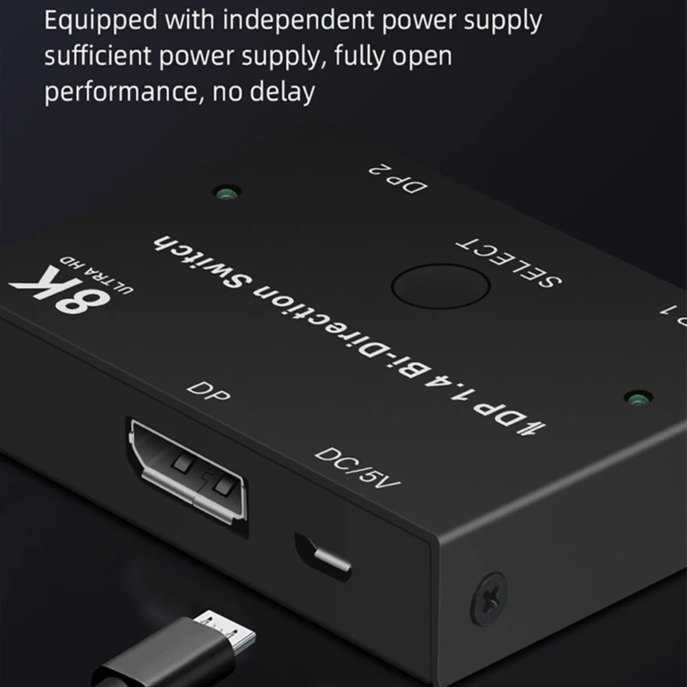 

HDCP Displays DP 1.4 Displayport 8K60Hz 1X2 Or 2x1 Manual 3D Splitter Converter Multiple Source Ultra HD Bi-Direction Switch