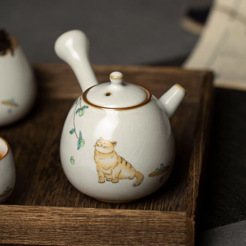 Керамический чайник kyusu LUWU с милым котом китайский чайный набор кунг-фу 250 мл | Дом