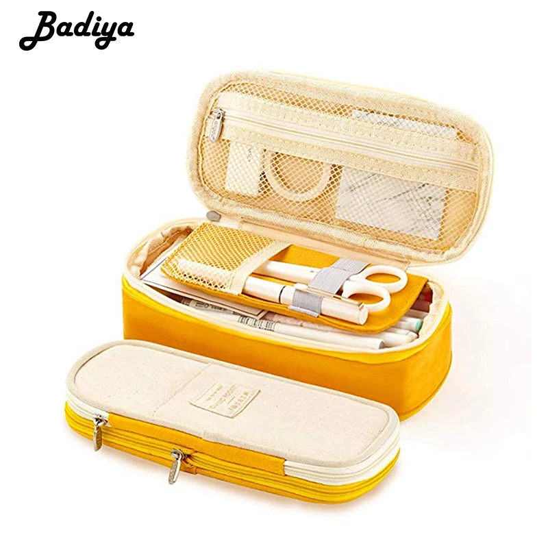 Кавайный чехол для карандаша макарон цветной холст стрейч двухслойный пенал