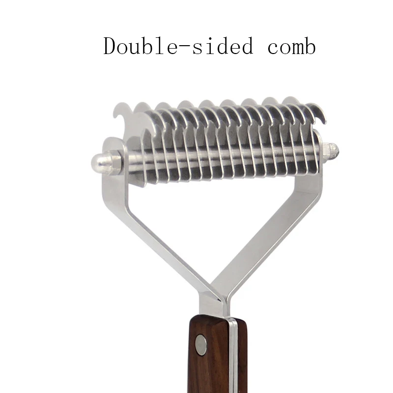 Двухсторонняя Расческа для собак грецкий орех нержавеющая сталь открытый узел