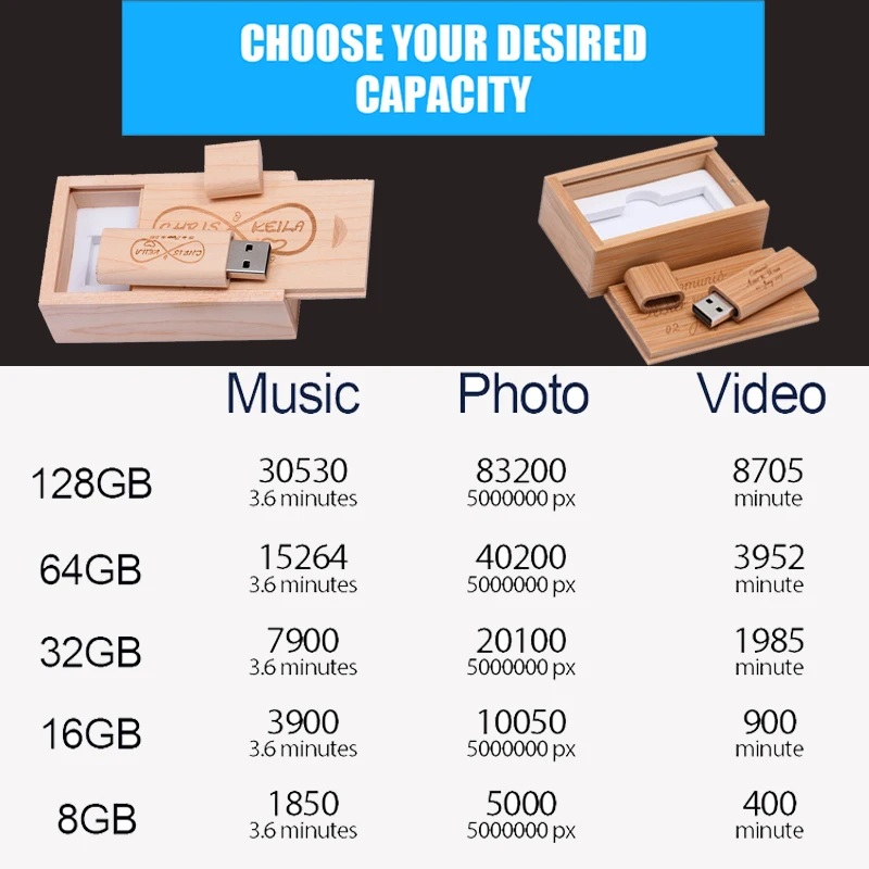 USB-флеш-накопитель JASTER деревянный 4-128 ГБ |