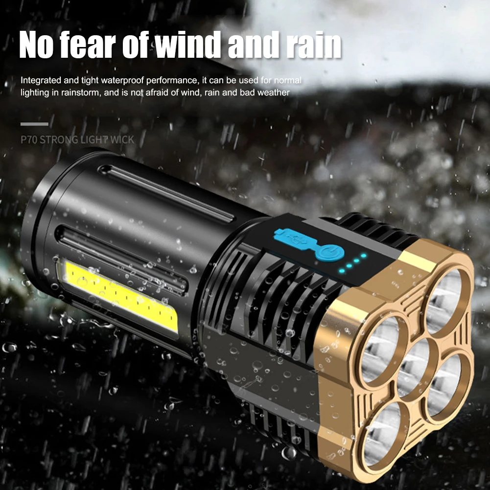 

COB LED 500LM Portable Flashlight USB Rechargeable Power Display Torch Lantern for Outdoor Camping Hiking Fishing Spotlight