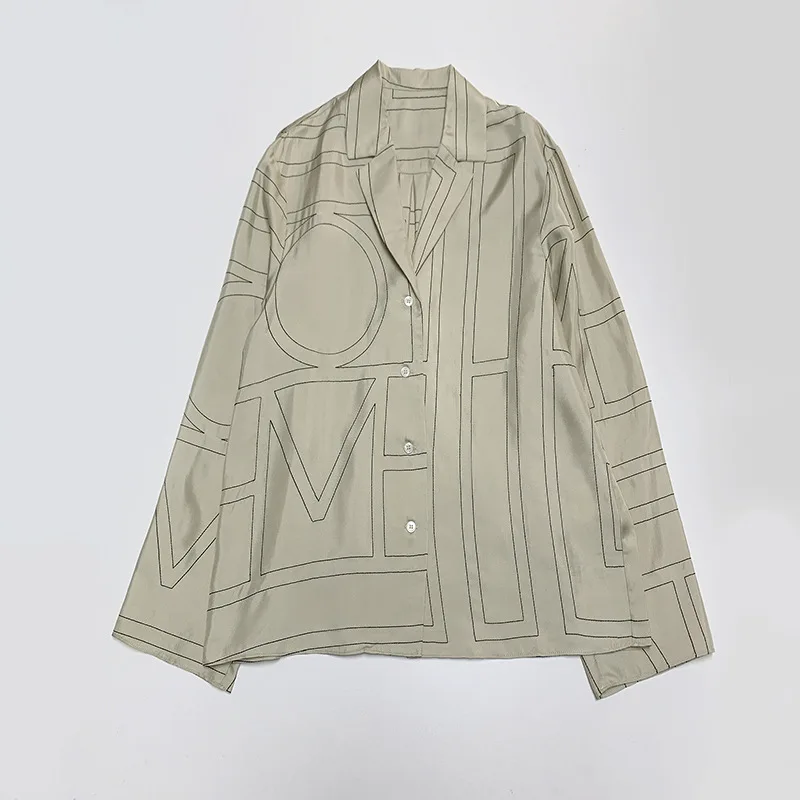 

Новинка осени 2023, Модный Шелковый костюм с вышивкой, свободная рубашка с длинным рукавом и длинные брюки