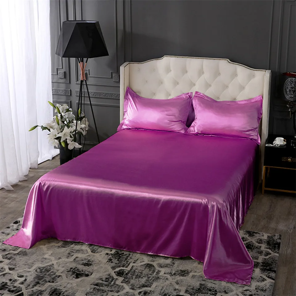 

Parkshin Wine Red Women Luxury 100% Silk Flat Sheet Silky Pillowcase Queen King Bed Sheet Healthy Skin Bed Linen Free Shipping