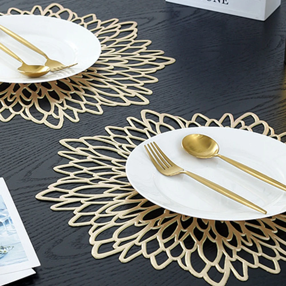 

4PCS PVC Hollow Insulation Coaster Pads Table Bowl Mats Home Christmas Wedding Decor Heat Resistant Placemat For Dining Table