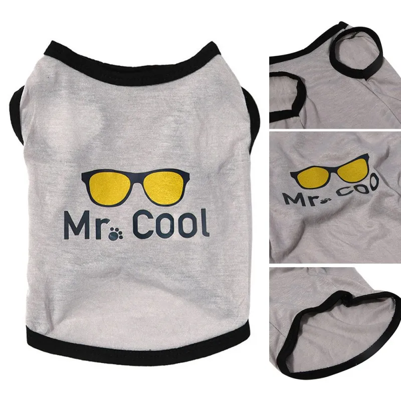 Одежда для собак с рисунком очков Тонкая хлопковая дышащая жилетка без рукавов