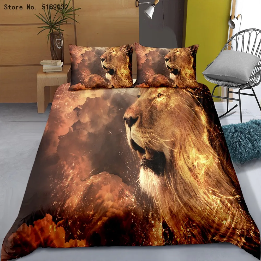 Детский набор пододеяльников для пуховых одеял с 3D принтом собаки льва волка