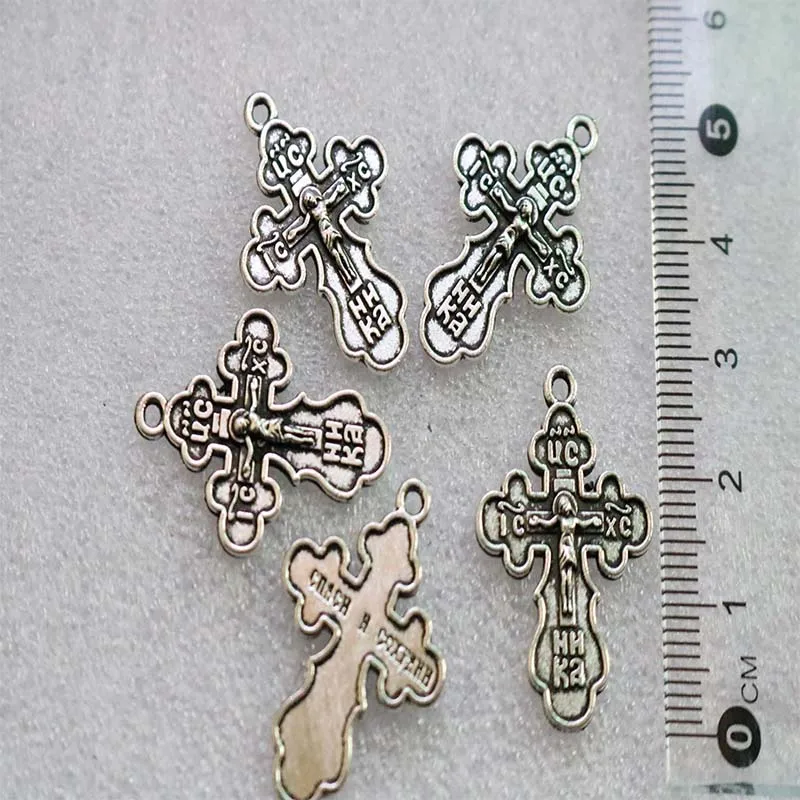 100 pieces / Golden Cross of the Orthodox Church Jesus Crucifix Pendant Handmade Center Jewelry | Украшения и аксессуары