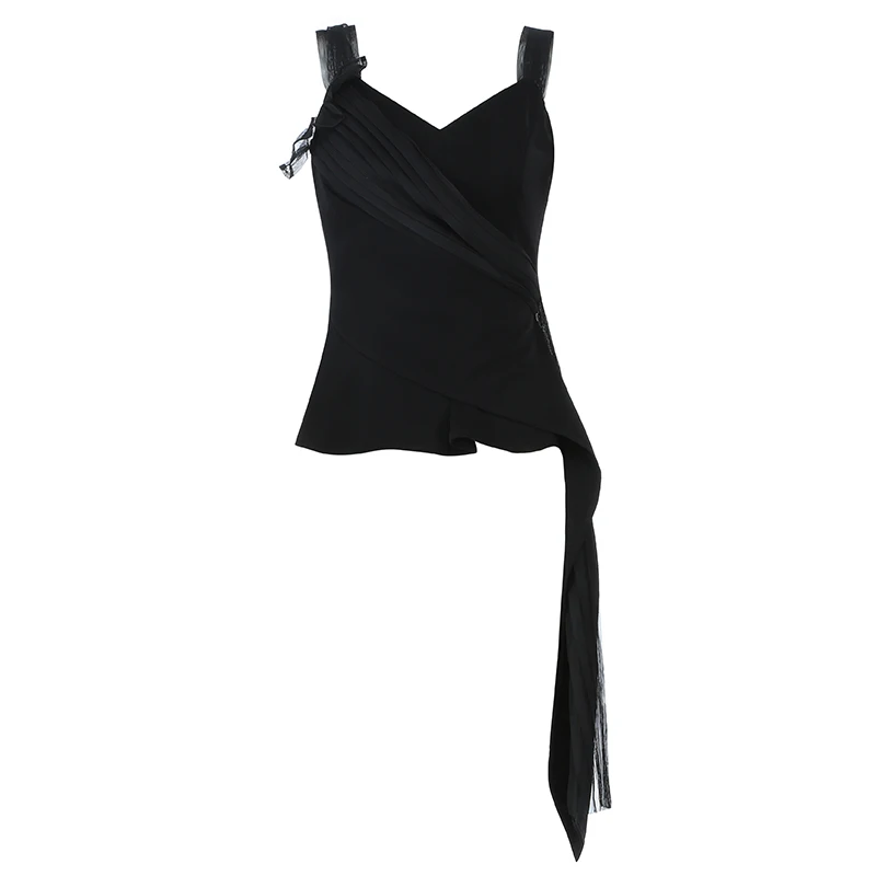 Max Spri Новинка осени 2019 облегающий сетчатый топ на бретелях с v образным вырезом