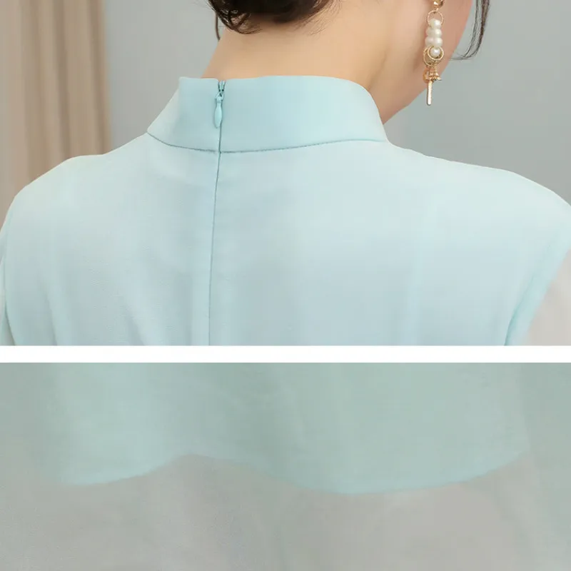 

New 2021 Fashion White Green Elegant Slim Party Cheongsam Long Split Dress Women Long Sleeve Qipao Traditional Chinese Clothes