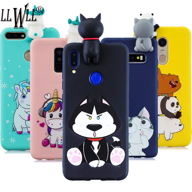3D игрушки мультфильм чехол для Huawei Y7 2019 хаски куклы бампер силиконовый Prime чехлы