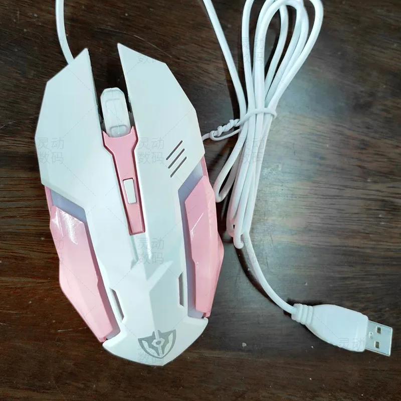 Проводная USB-мышь для девочек милая розовая светящаяся игровая компьютерная мышь