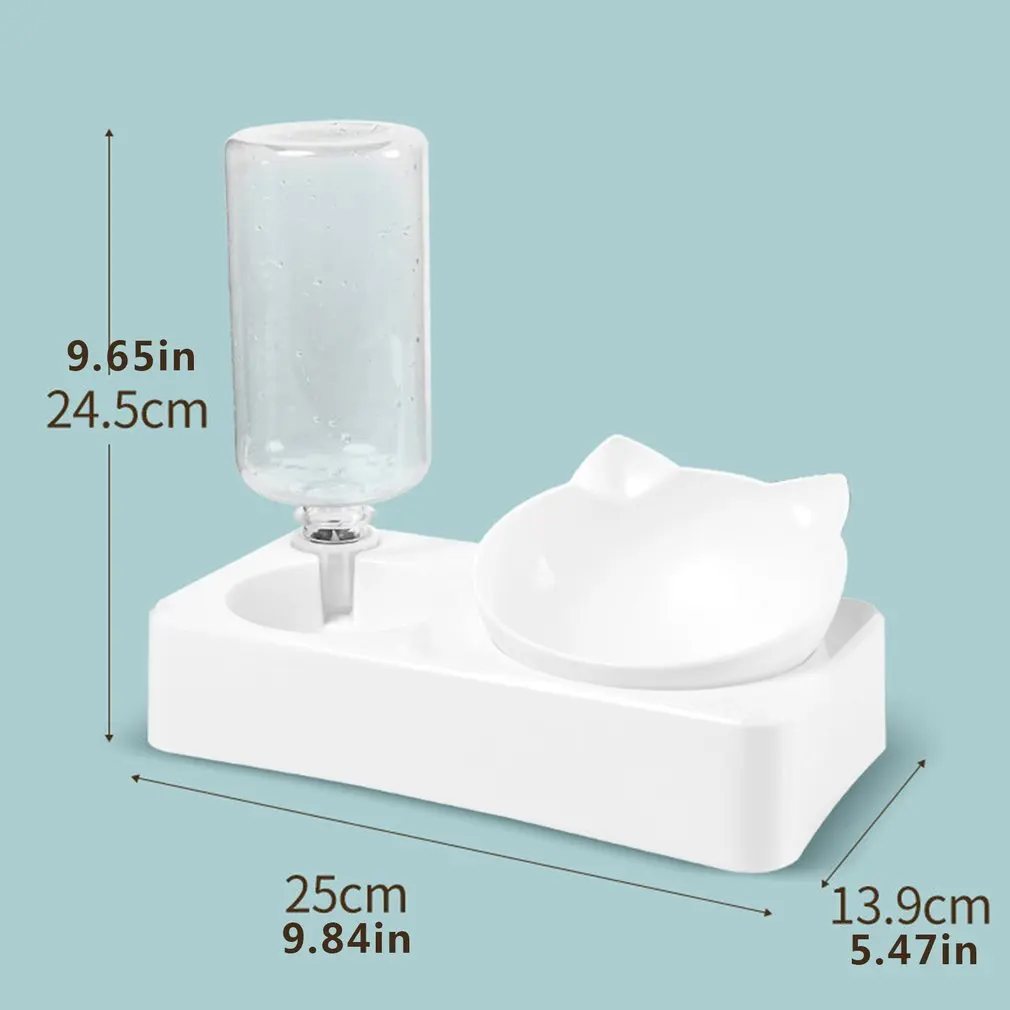 Гравитационный водный и Еда миски кошка миска для воды еды чаша 0-15 ° регулируемый