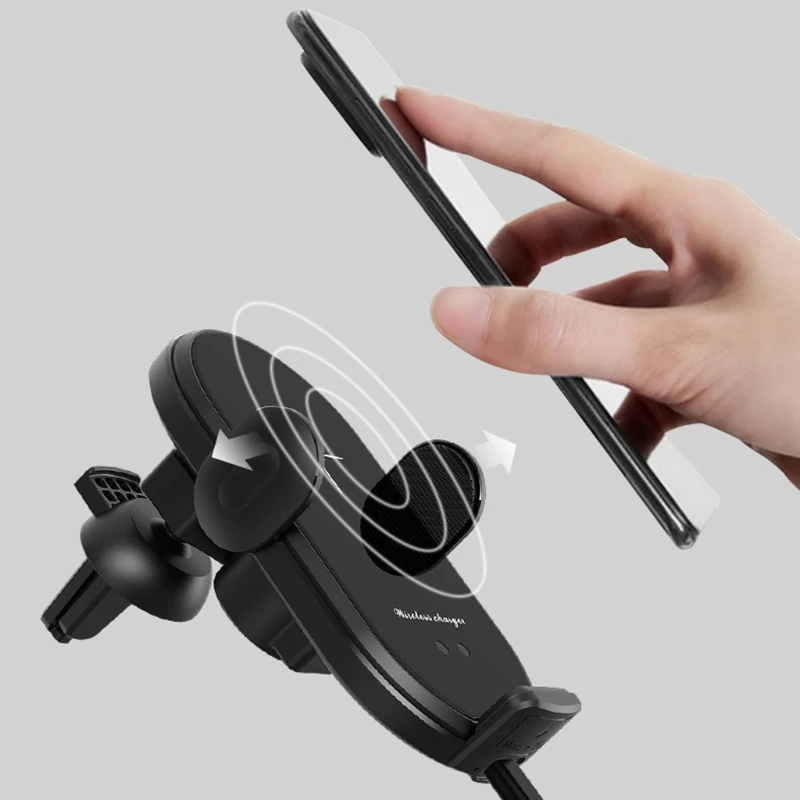 

Auto Clamping 10W Car Wireless Charger Air Vent Phone Mount Holer with 3pcs Magnetic Plug for i-phone Mobile Cellphones