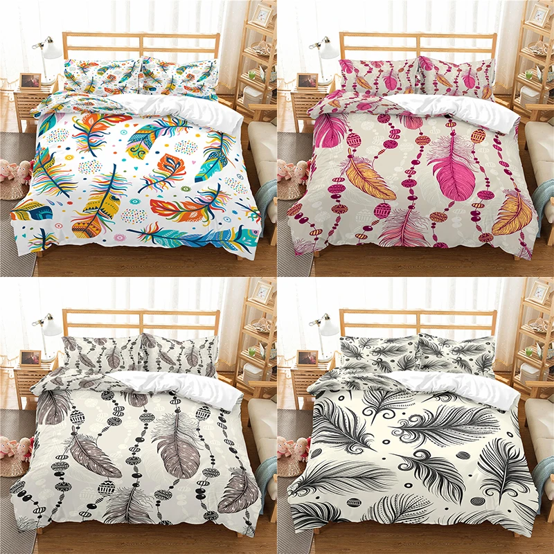 

Дома класса люкс 3D в виде перьев для новорожденных 2/3 шт. удобные постельного белья с пододеяльником и наволочками с узором из комплекты Queen ...