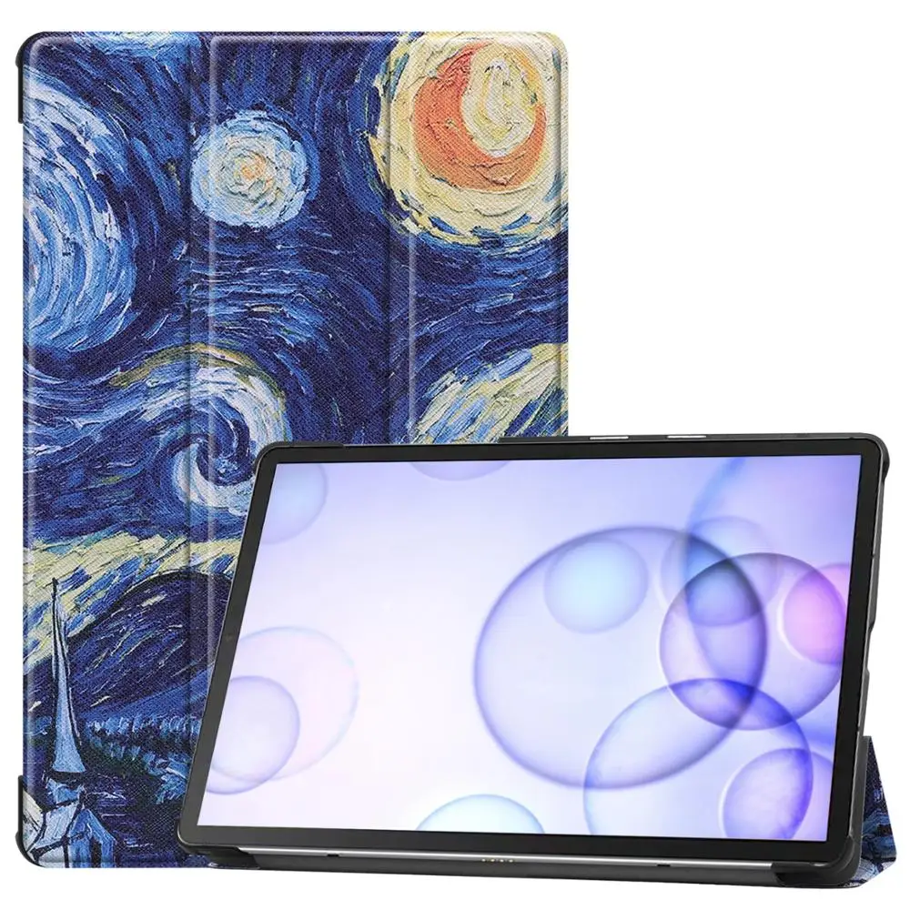 Окрашенный Чехол кобура с тремя складками для Samsung Galaxy Tab S6 10 5 T860|Чехлы планшетов и