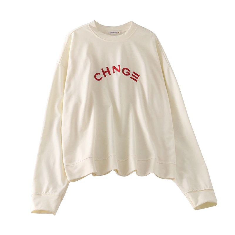 

Student Pullover Long Sleeve Sweater New 2021 Autumn Loose Korean Style All-Match Letters Embroidered Mid-Length Top