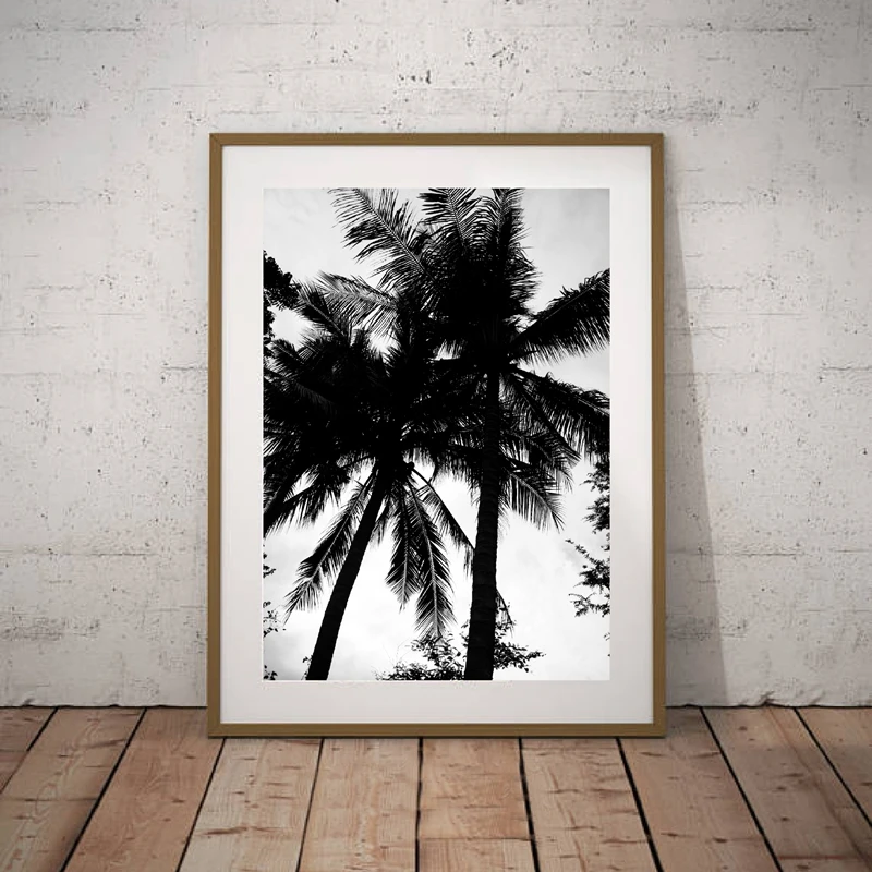 

Wall Art Canvas Painting Simple Tropical Style Palm Tree Black And White Coconut Tree Poster Home Wall Art Decoration