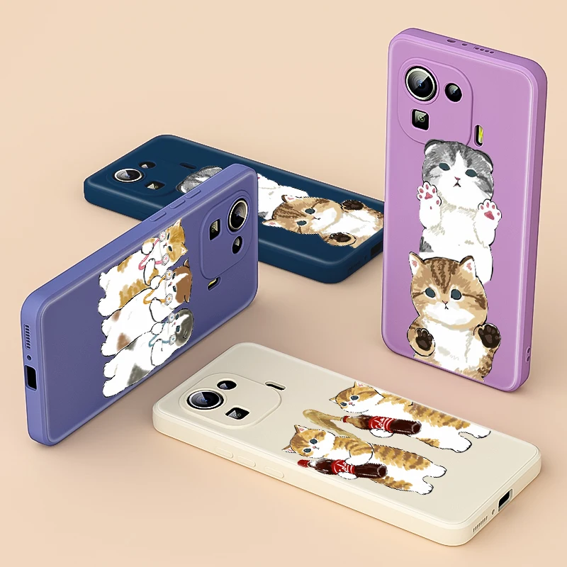 

Cute Cartoon Weird Kitten For Xiaomi 11 11X 10T 10 10S 10i 9 CC9 Lite 8 9SE 5G Ultra LIite Pro Liquid Soft Cover Phone Case