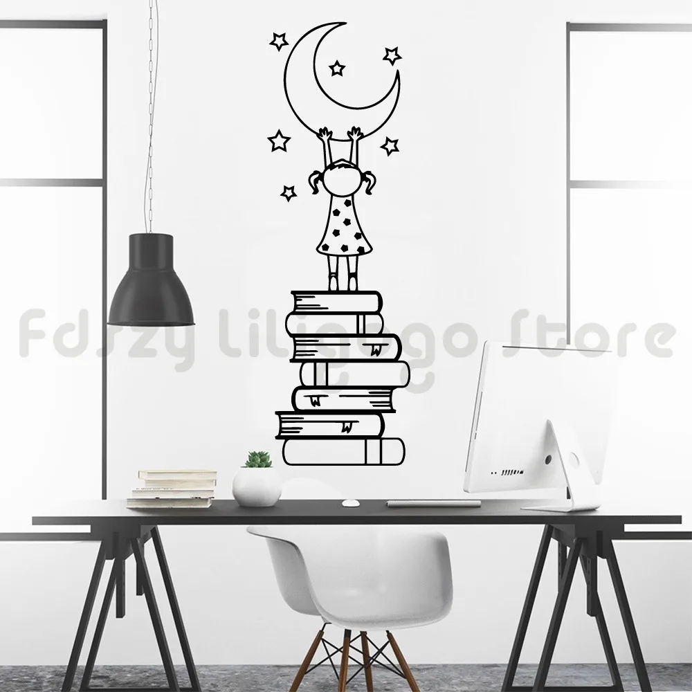 Самоклеящаяся виниловая наклейка в виде книги звезды Луны маленькой девочки для