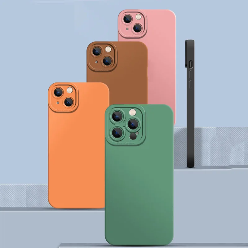 

Silicone Case For iPhone 13 12 Pro Max 11 XS Max XR X 7 8 Plus Camera Protection Shockproof Liquid Cover