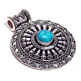 Бирюзовый серебряный кулон покрытый медными ювелирными изделиями 45 мм