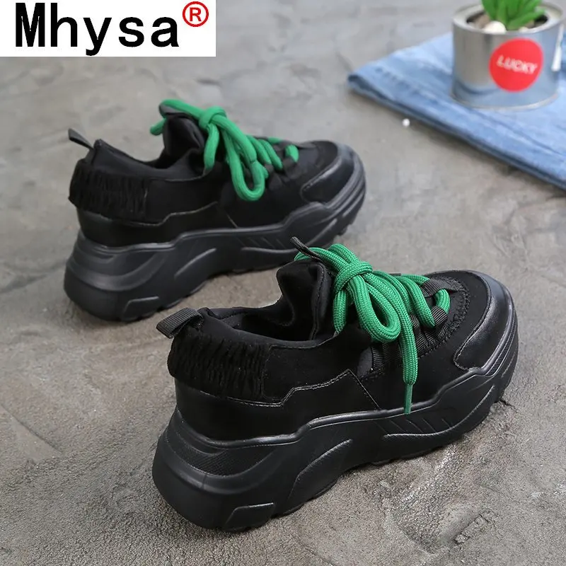 

2021 Spring Women Casual Shoes Comfortable Platform Shoes Woman Sneakers Increased Lace-up Vulcanized Shoes Chaussure Femme