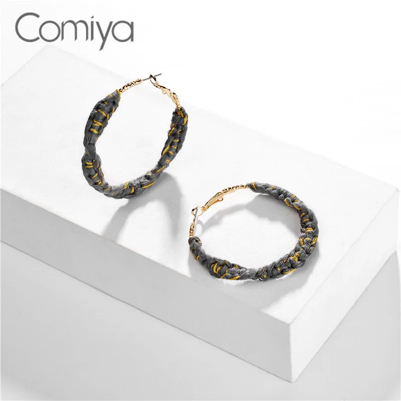 Comiya Korean Dangle Earrings Gold Color Zinc Alloy Aros Cotton Rope Brinco Jewelry Indian Accessoreis Feminino Earring | Украшения и