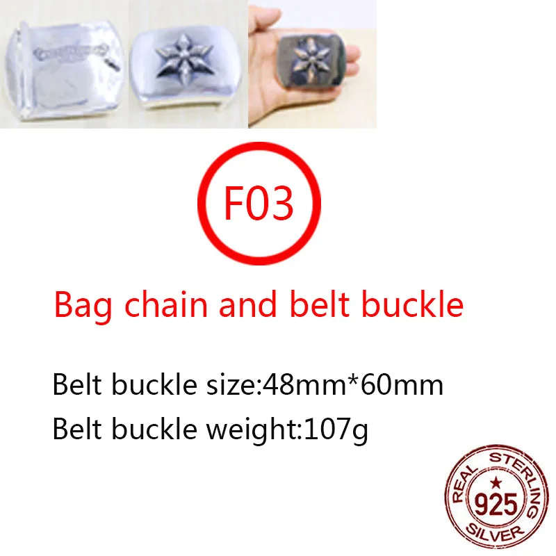 

Кожаный ремень F03 из стерлингового серебра S925 пробы, персонализированные модные высококлассные ювелирные изделия в стиле панк, хип-хоп, шес...