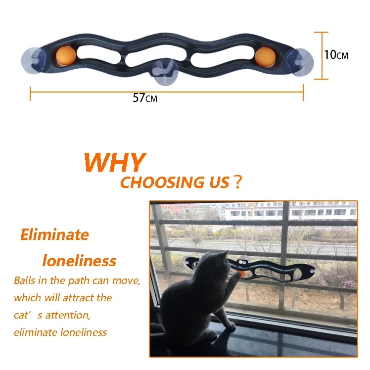 Игрушка на присоске с окошком игрушки для кошек треком и роликом интерактивный
